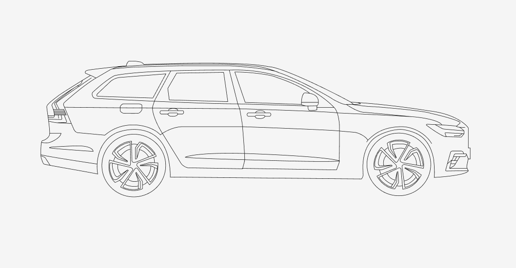 A car outline sketched in black and white
